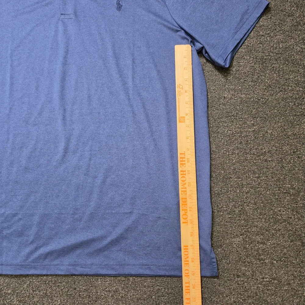 Polo Ralph Lauren Performance Polo Shirt Blue Mens XL Heathered Pony Logo Preppy